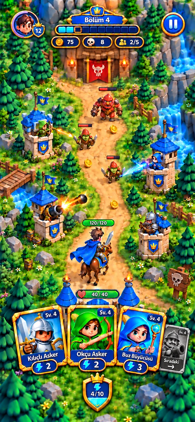 Royal Defense savaş ekranı tasarımı